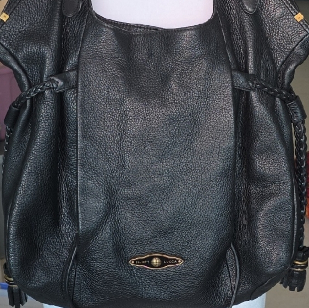 Elliott Lucca Black Leather Shoulder Bag